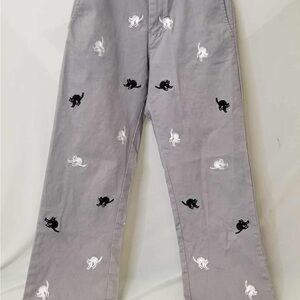 Hot lava Gray black & white cats Embroidered Men's Pants XS